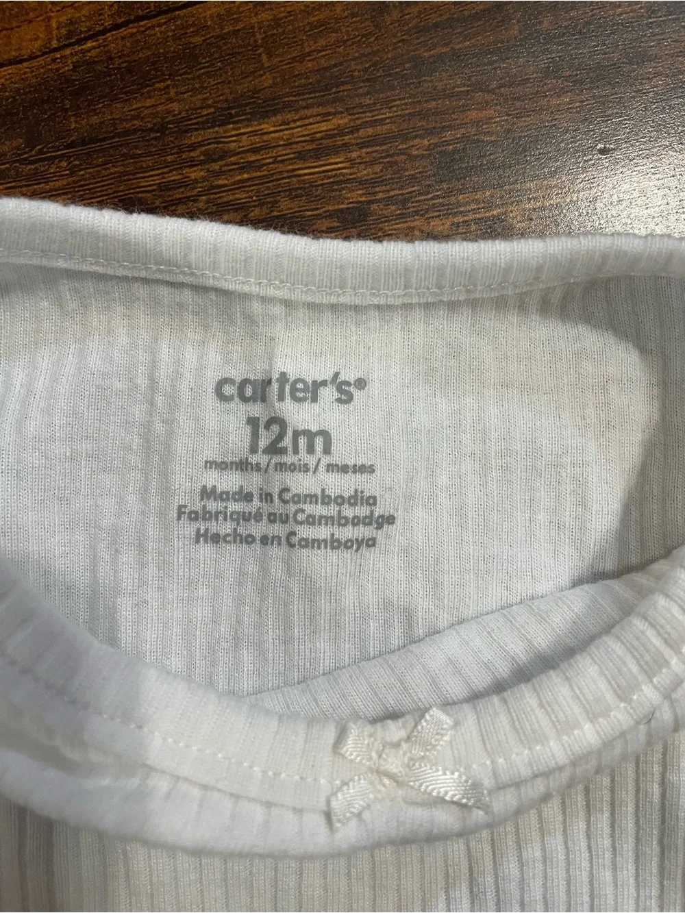 Carter's White Ribbed Long-Sleeve Baby One-Piece Bodysuit